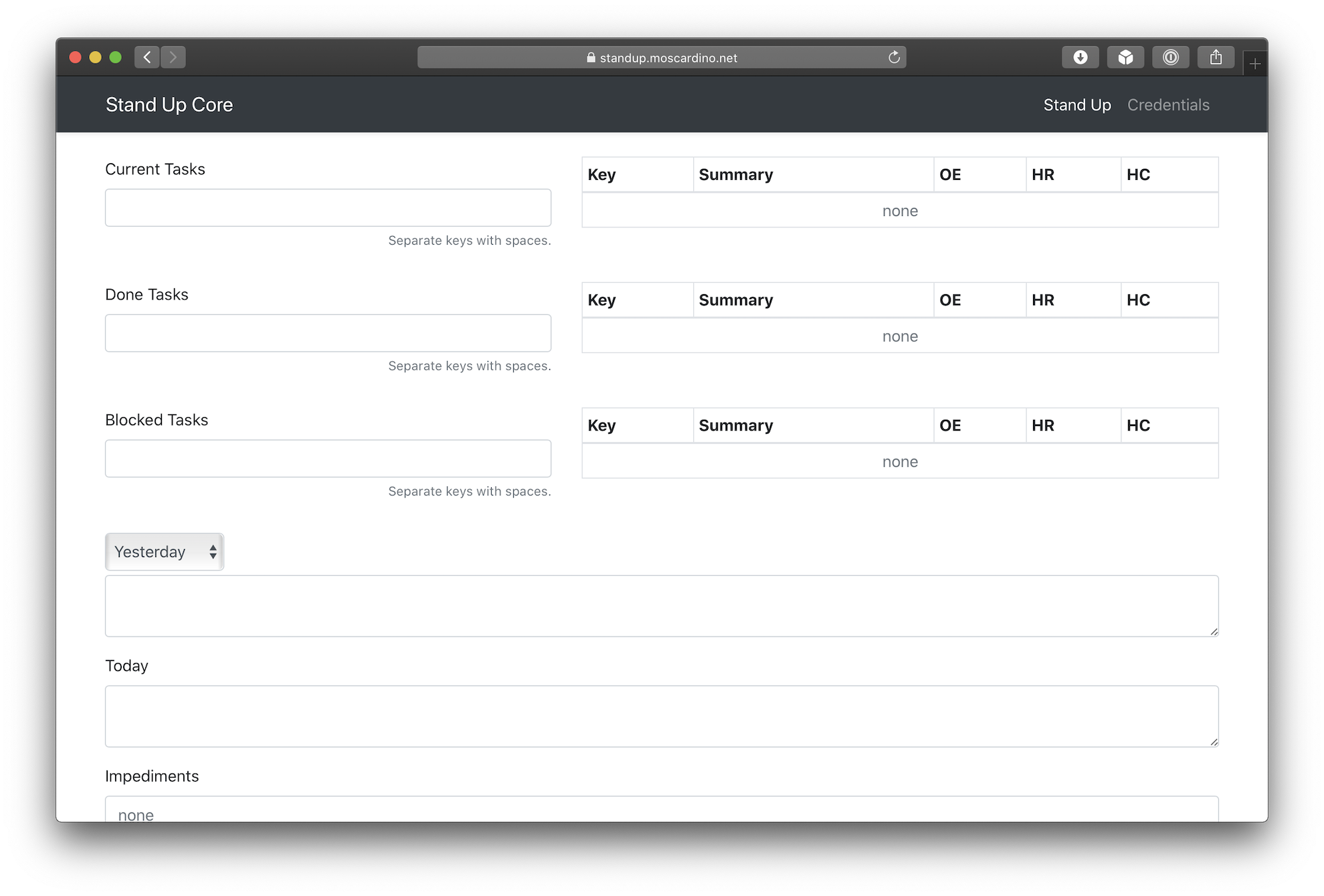 Stand Up Core screenshot
